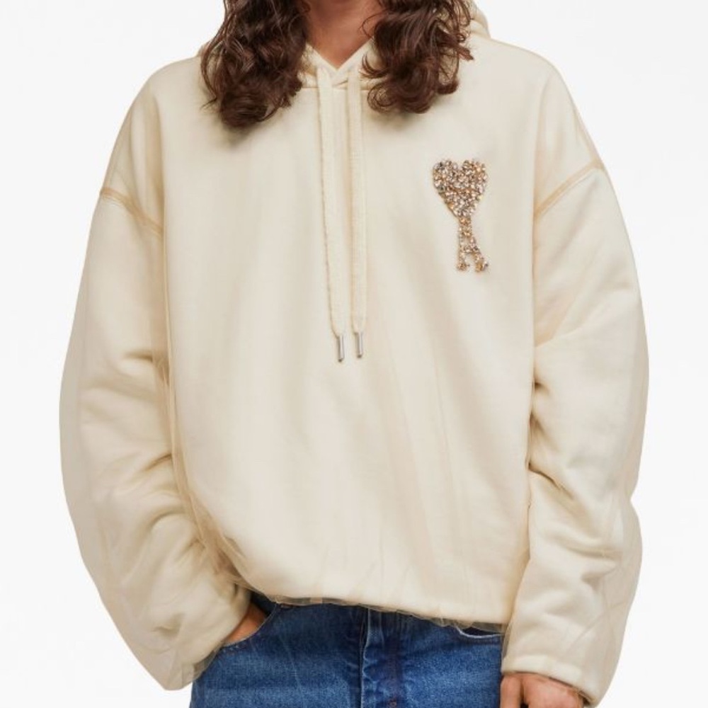 AMI Paris de coeur tulle hoodie